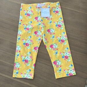 Sweet Honey Yellow Floral Capri Leggings Size 10
